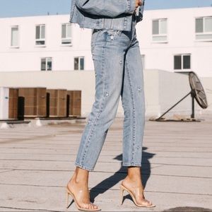 Pistola Star Embroidery denim blue jeans. Size 27